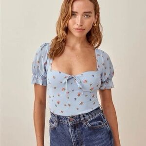 Floral Blue Women's Top